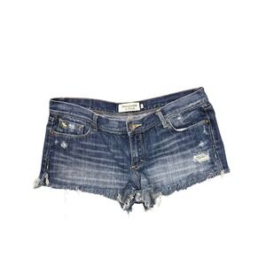 Abercrombie & Fitch Women's 8 Denim Cut Off Shorts Distressed Frayed Hem Blue